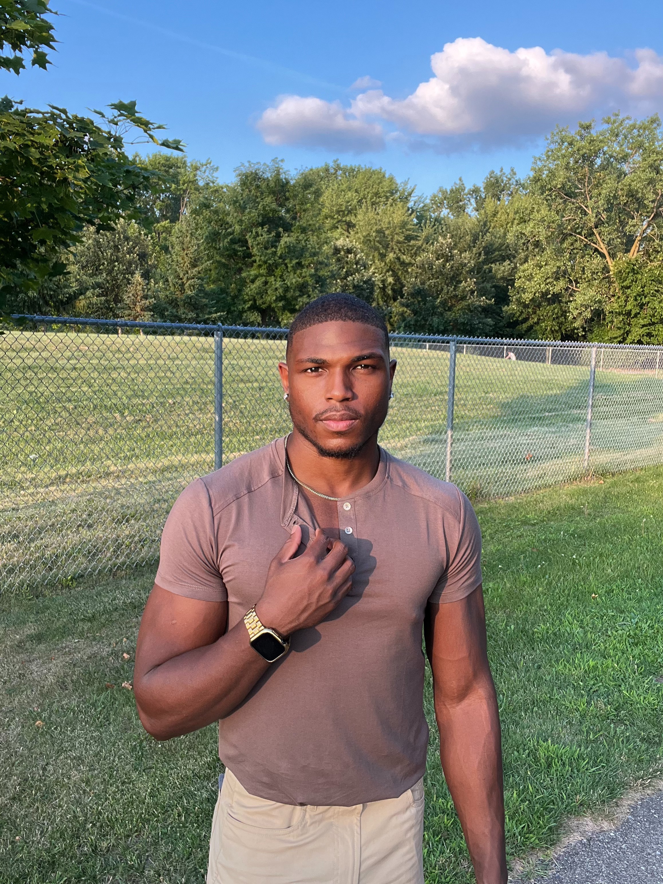 Andre modeling portrait in neutral fit