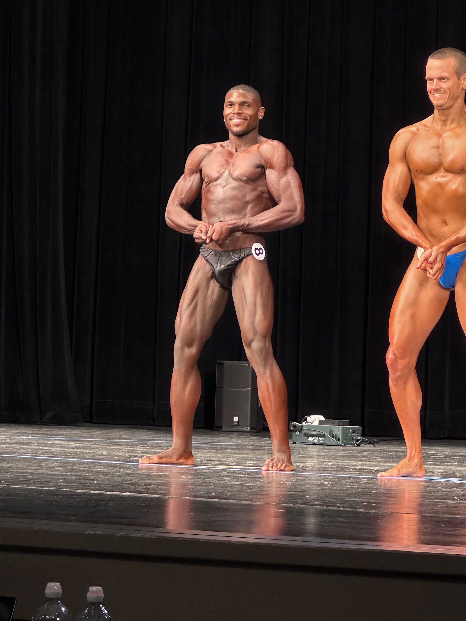 Andre after transformation, shredded on stage